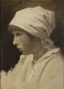 Roman Kochanowski, Portret chłopki w białej chustce
