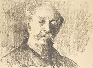 Leon Wyczółkowski, Portret Juliusza Kossaka, autolitografia, 1903, ze zbiorów Muzeum Górnośląskiego