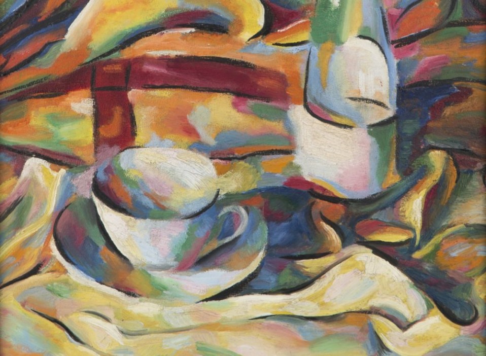 Maria Ewa Łunkiewicz-Rogoyska, Martwa natura z filiżanką i butelką, 1932, ze zbiorów Muzeum Górnośląskiego (fragment)